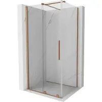 Mexen Velar schuif douchecabine 90 x 75 , transparant, geborsteld koper - 871-090-075-01-65