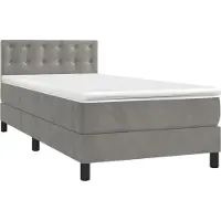 Syfax Boxspring met matras fluweel lichtgrijs 90x200 cm