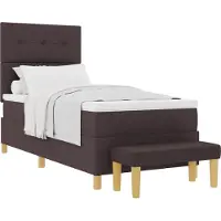 vidaXL Boxspring bed met hoofdeinde Donkerbruin 190 x 90 cm Stof