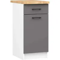 Akord Keukenkast modulaire OLIWIA S40 met Verkblad / Onderkast met 1 Deur en 1 Lade / Furniture Factory / Wit - Grafietgrijs / 40 x 85 x 46 cm