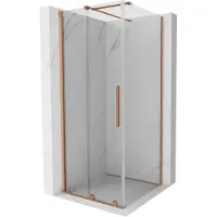 Mexen Velar schuifbare douchecabine 110 x 110 , transparant, geborsteld koper - 871-110-110-01-65