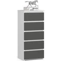 Akord Ladekast CL5 met 5 Lades / Furniture Factory / Wit - Grafietgrijs / 40 x 92 x 35 cm