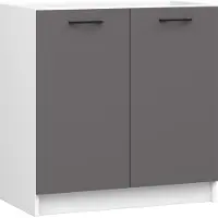 Akord Onderkast voor Spoelbak OLIWIA S80 / Keukenkast modulaire / Furniture Factory / Wit - Grafietgrijs / 80 x 82 x 46 cm