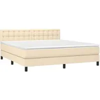 vidaXL Boxspring met matras stof crèmekleurig 160x200 cm