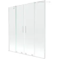 Mexen Velar Duo badwand afscherming 2-delig schuifbaar 140 x 150 , transparant, wit - 896-140-000-02-20