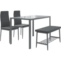 Vicco Grand Eettafel set – 120 x 70 cm 4-delige set Grijs