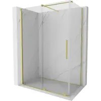 Mexen Velar schuifbare douchecabine 160 x 75 , transparant, goud geborsteld - 871-160-075-01-55