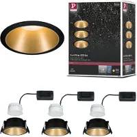 Paulmann Cole Coin 93404 Inbouwlamp Set van 3 stuks Energielabel 2021: n.v.t. 6 W Warmwit Zwart, Goud