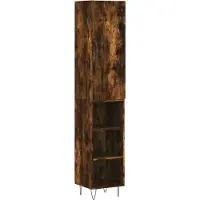 Syfax Hoge kast 34,5x34x180 cm bewerkt hout gerookt eikenkleurig