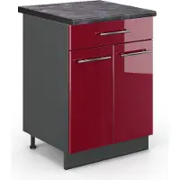 Vicco Fame-Line Keukenonderkast – 60 cm met lade, WB Antraciet Bordeauxrode hoogglans