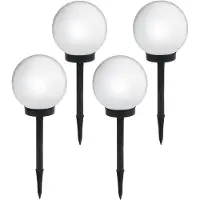 Greenblue - Set van 4 stuks Solar LED tuinlamp Grote bol - Buitenlamp - 30x30x63 cm- IP44 - Wit