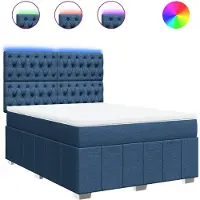 vidaXL Boxspring met matras stof blauw 140x200 cm