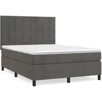 Syfax Boxspring met matras fluweel donkergrijs 140x200 cm