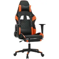 vidaXL Massage gamestoel met voetensteun kunstleer zwart en oranje