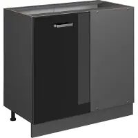 Vicco R-Line Hoekkast – 86 cm zonder werkblad Zwart hoogglans