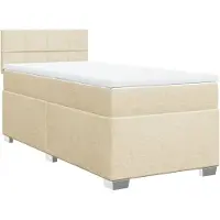 vidaXL Boxspring met matras stof crèmekleurig 80x200 cm