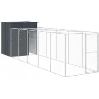 vidaXL Hondenhok met ren 165x659x181 cm gegalvaniseerd staal antraciet