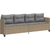 vidaXL Ligbed met kussenspoly rattan beige