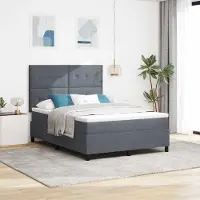 Prolenta Maison Exclusive - LED boxspringbed met hoofdeinde, donkergrijs, 140 x 190 cm, fluweel