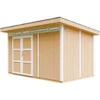 Timbela M904A-HARVEST HONEY - LP SmartSide Tuinhuis op houtbasis - 8,7 m² - 412x279xH237 cm - met vloer en verf