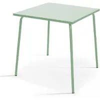 Oviala - Vierkante tuin tafel van groen salie metaal 70cm - Palavas