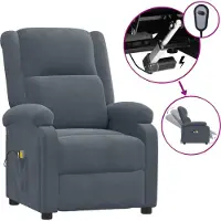 Syfax Massagestoel elektrisch fluweel donkergrijs
