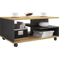 VCM StangoL salontafel antraciet, eik decor.