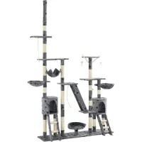Syfax Kattenpaal met sisal krabpalen 230-250 cm pootafdrukken grijs