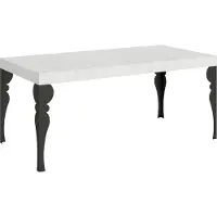 Itamoby Paxon uitschuifbare tafel, 200/304 x 90 cm, esdoornhout, wit, met poten in antracietgrijs
