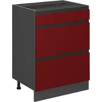 Vicco R-Line Keukenonderkast – 60 cm J-vorm, met laden, zonder werkblad Rood