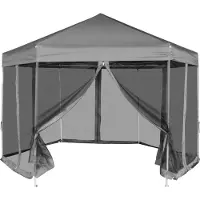 The Living Store De Living Store Hexagonale Pop-up Tent met 6 zijwanden, grijs, 3,6 x 3,1 meter