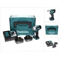 Makita DTW 300 RMJ Accu-slagmoersleutel 18 V 330 Nm 1/2" Borstelloos + 2x accu 4.0 Ah + lader + ma (Oplaadbare batterij)