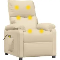 vidaXL Massagestoel stof crèmekleurig