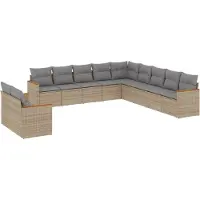 vidaXL 11-delige Loungeset met kussens poly rattan gemengd beige