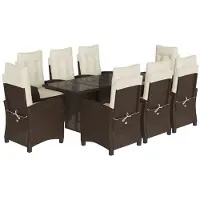 vidaXL 9-delige Tuinset met kussens poly rattan bruin