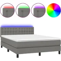 Syfax Boxspring met matras en LED stof donkergrijs 140x200 cm