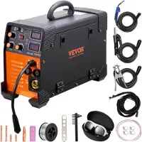 Vevor MIG/MMA/TIG 3-in-1 lasapparaat 50–250A gevuld draadlassen (0,8 mm &amp; 1 mm) IGBT-technologie 2,2–12 m/min draadsnelheid 5,6 kVA nominaal ingangsvermogen IP21S beschermingsklasse