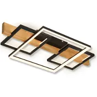 Briloner LED-plafondlamp Cadre, dimbaar, hout licht, Woon-/ Eetkamer, Hout, Modern, LED plafondlamp