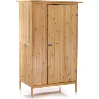 Wiltec tuinhuis met 1 deur, in natuurlijke houtkleur, afmetingen 92 x 57 x 154 cm. Tuinhuis voor gereedschap, tuinhuis, gereedschapsschuur, tuinkast, gereedschapskast