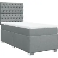 vidaXL Boxspring met matras stof lichtgrijs 90x200 cm