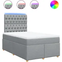 vidaXL Boxspring met matras stof lichtgrijs 120x190 cm