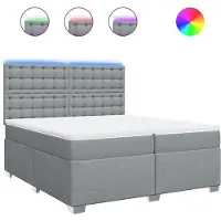 vidaXL Boxspring met matras stof lichtgrijs 200x200 cm