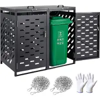 Vevor Afvalbakbox, 2x 240 L Afvalbakhuis, Afvalcontainer, Afvalbakdeksel, Afsluitbare Afvalbakopslag, voor Afvalbak, Tuin, Achtertuin en Terras