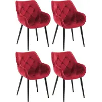 CLP Set van 4 stoelen, model Tanna, fluweel, gestoffeerd, rood