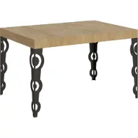 Itamoby Karamay uitschuiftafel 120/380x90 cm, naturel eikenhout met antracietkleurige poten