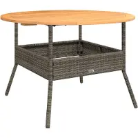 Syfax Tuintafel met acaciahouten blad Ø110x71 cm poly rattan grijs
