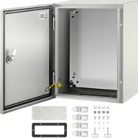 Vevor schakelkast NEMA industriële behuizing 40 x 30 x 20 cm NEMA 4X stalen schakelkast IP66 waterdicht en stofdicht buiten/binnen elektrische aansluitdoos met montageplaat