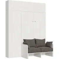 Itamoby - Bed 140, Sofa Kentaro, Eschehout, wit, met kolom - Hangkast - Hangende kast boven kolom, Klapbed