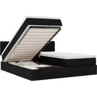 vidaXL Ottoman bed met matrassen en LED's 180x200cm stof zwart