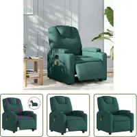 The Living Store Massagestoel - Elektrische Massagestoel - Massagestoel elektrisch verstelbaar stof donkergroen - Stoelhoogte - Ergonomische Stoel - Lounge Stoel